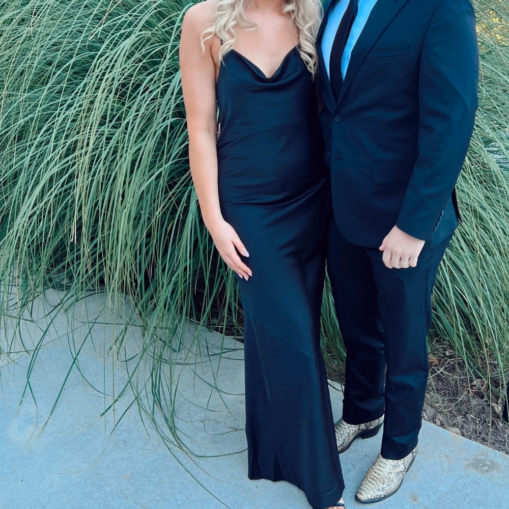 Show Me Your MuMu Tuscany Maxi Slip Dress in Black Luxe Satin